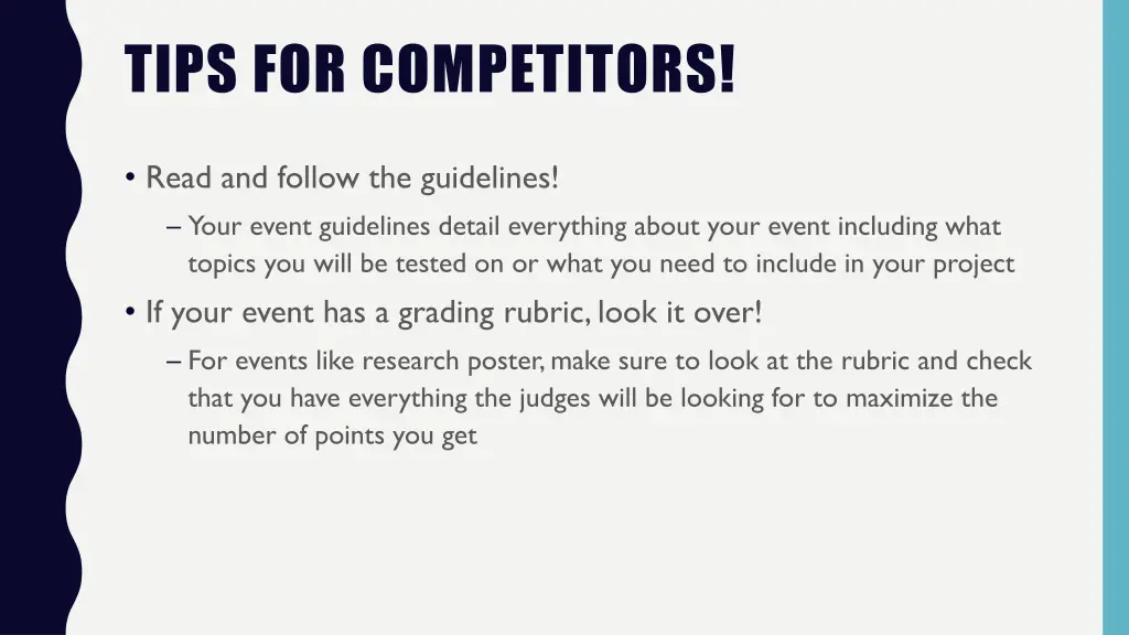 tips for competitors