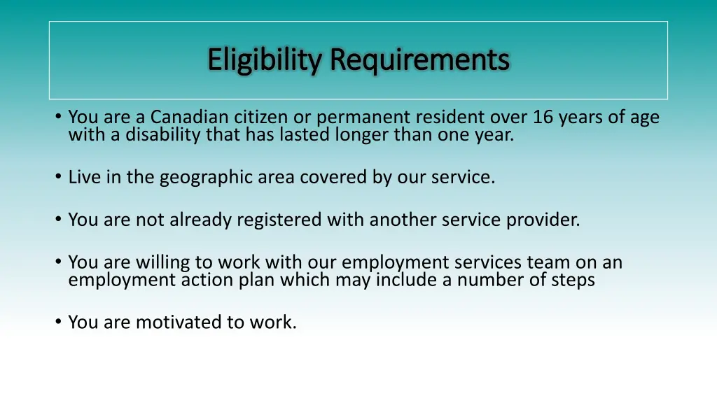 eligibility requirements eligibility requirements
