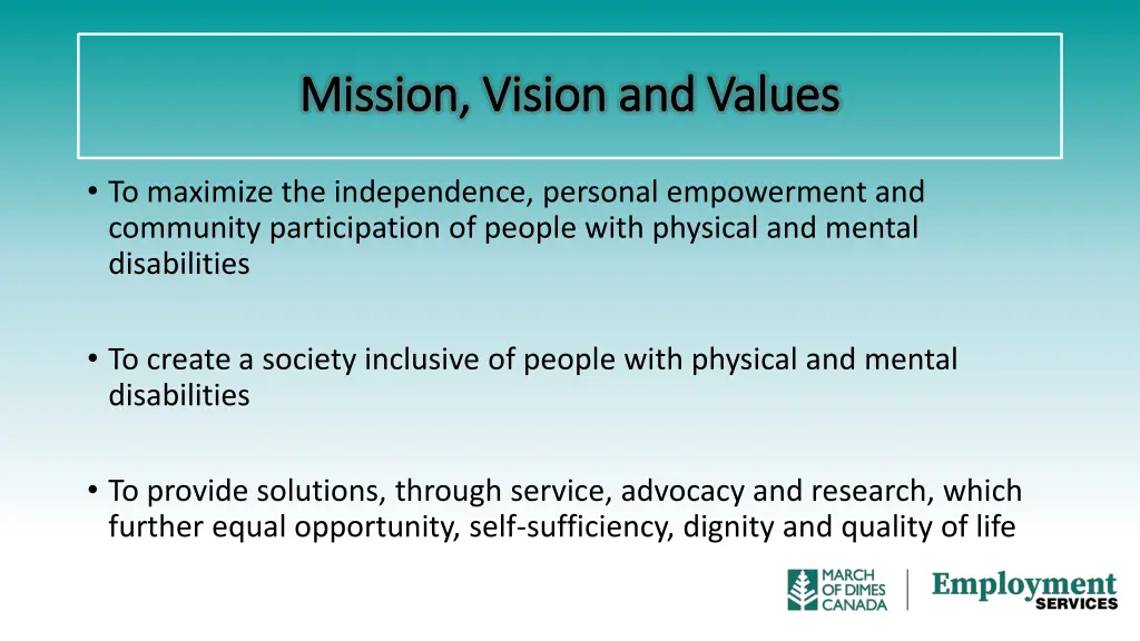 mission vision and values mission vision