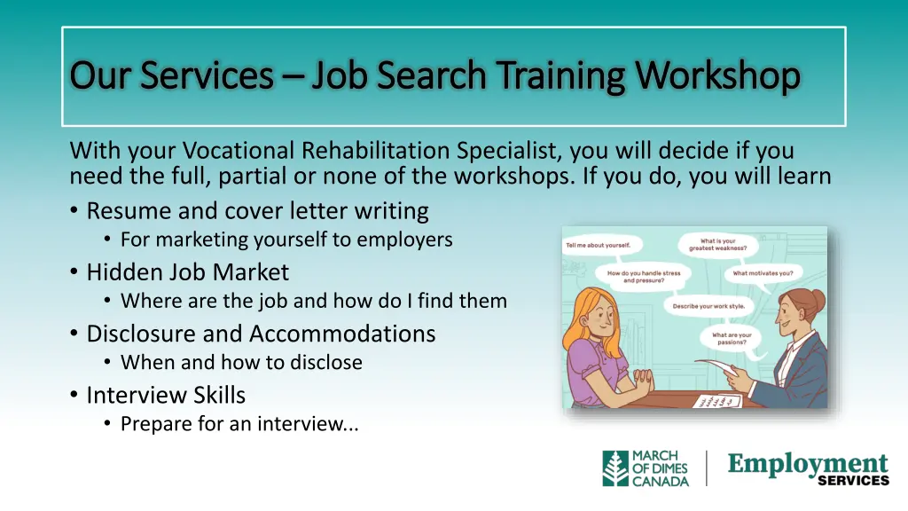 our services our services job search training