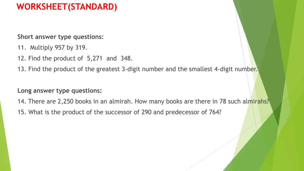 worksheet standard 1