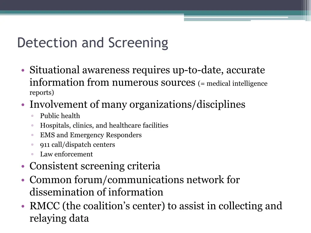 detection and screening