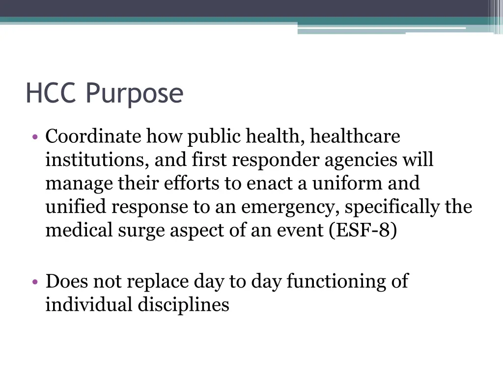 hcc purpose