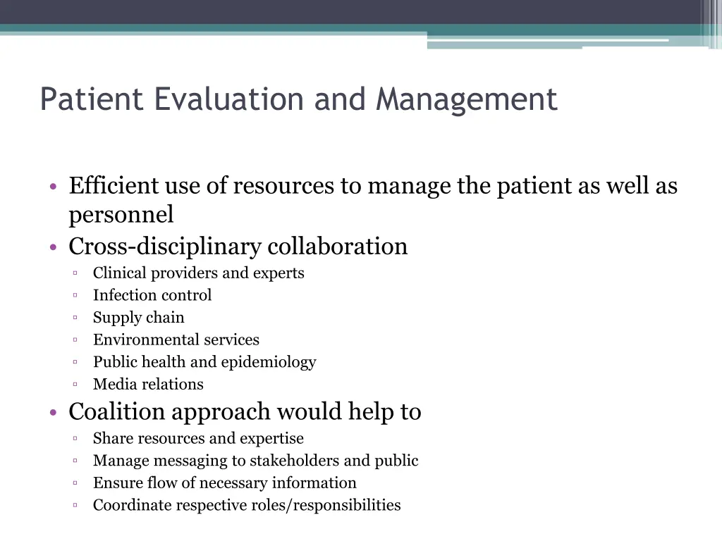 patient evaluation and management