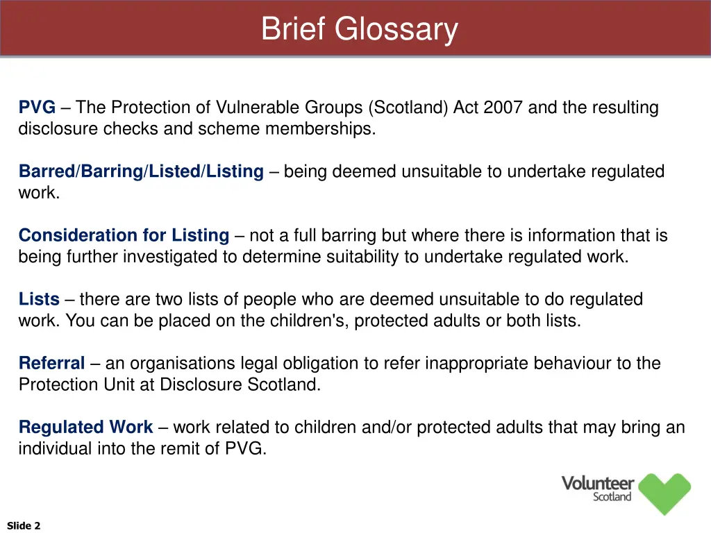 brief glossary