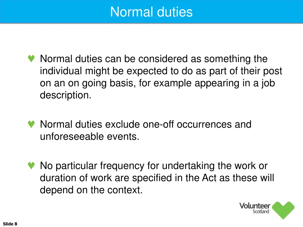 normal duties