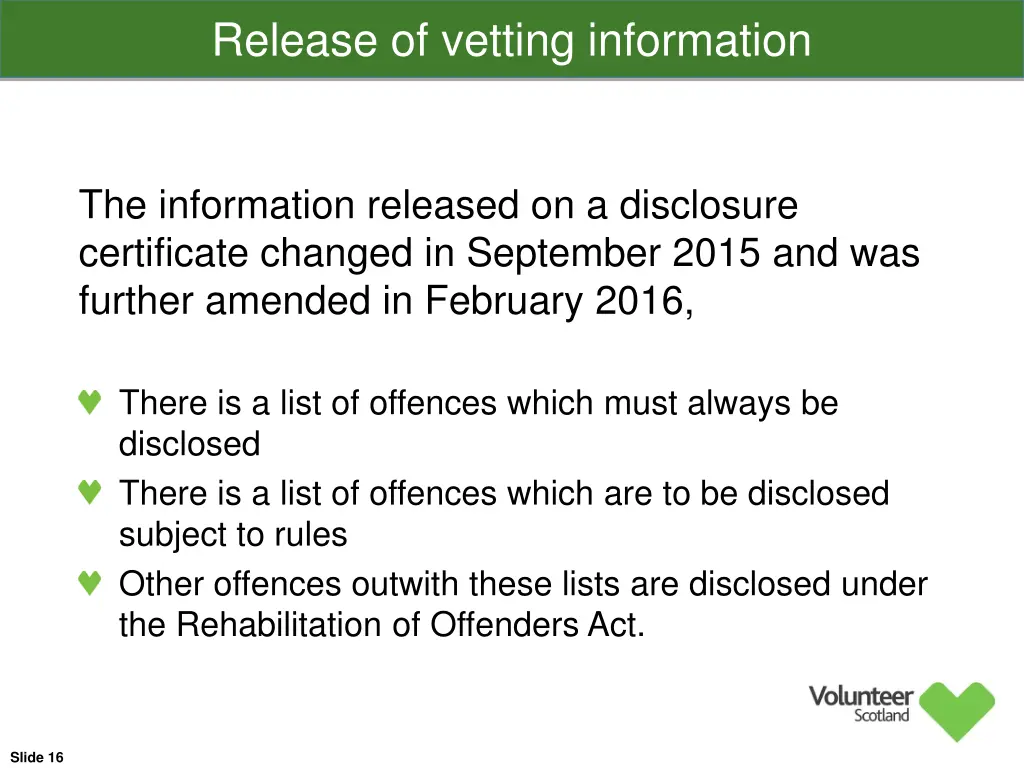 release of vetting information