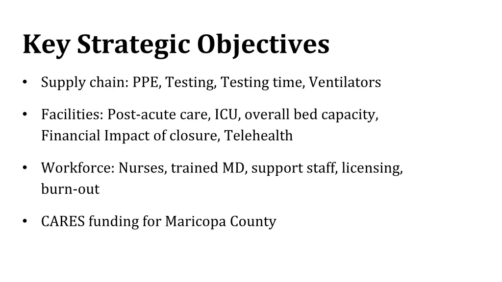 key strategic objectives
