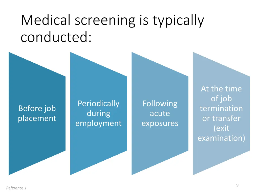 medical screening is typically conducted
