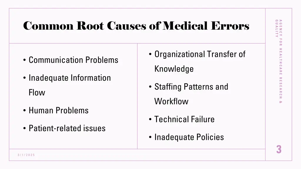 common root causes of medical errors