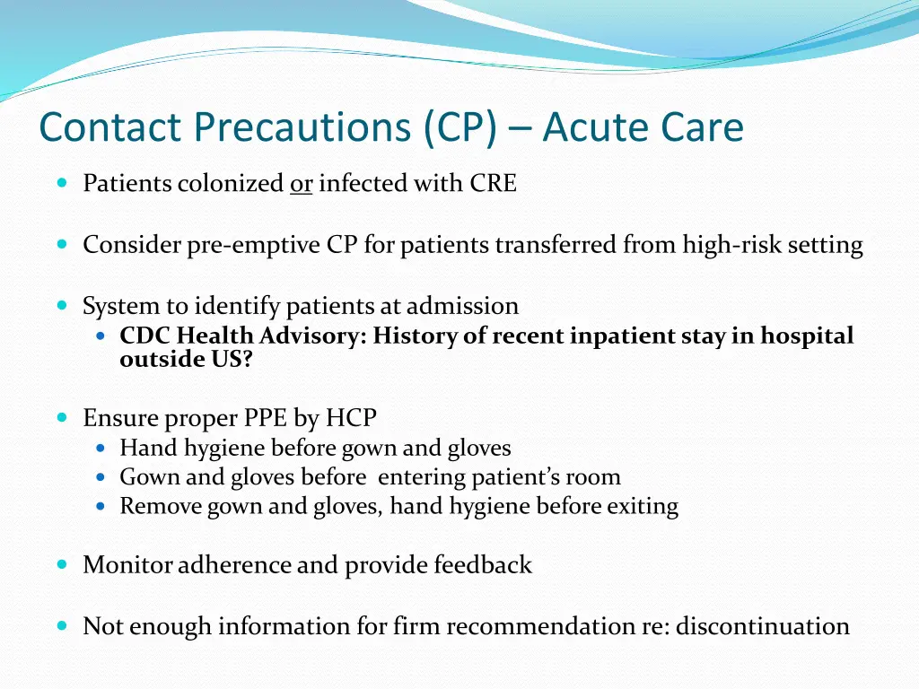 contact precautions cp acute care