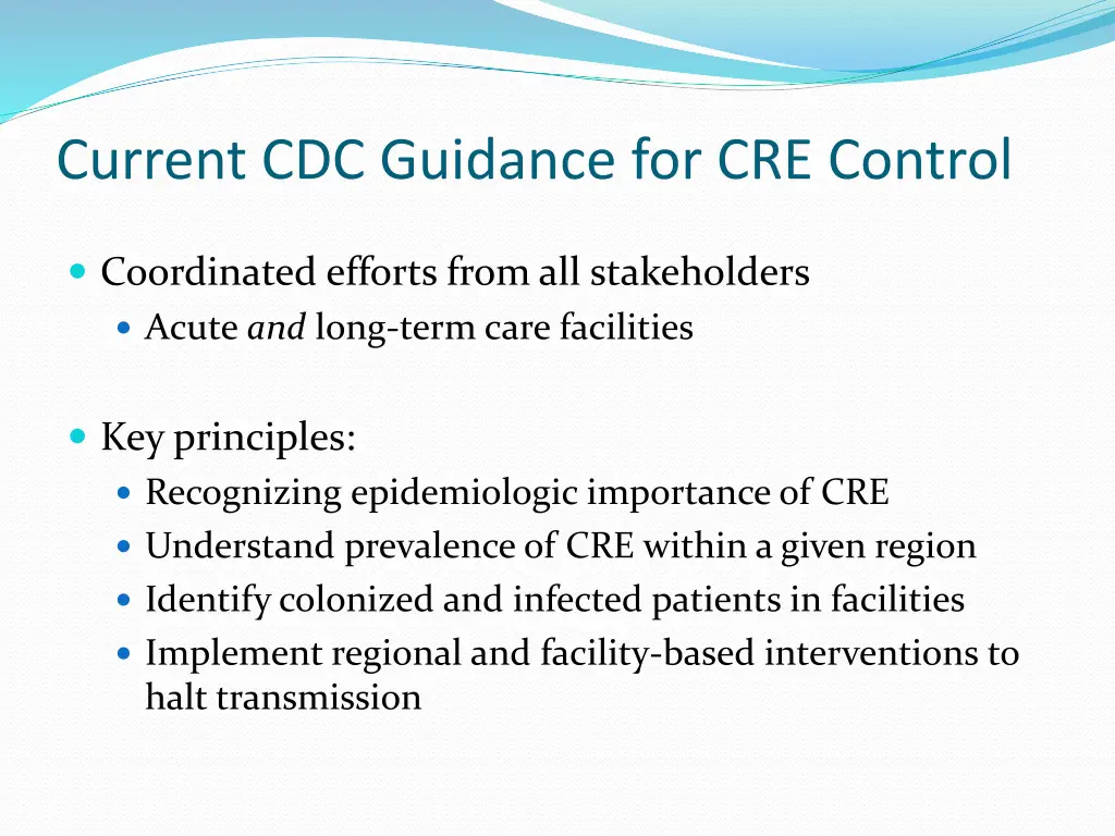 current cdc guidance for cre control