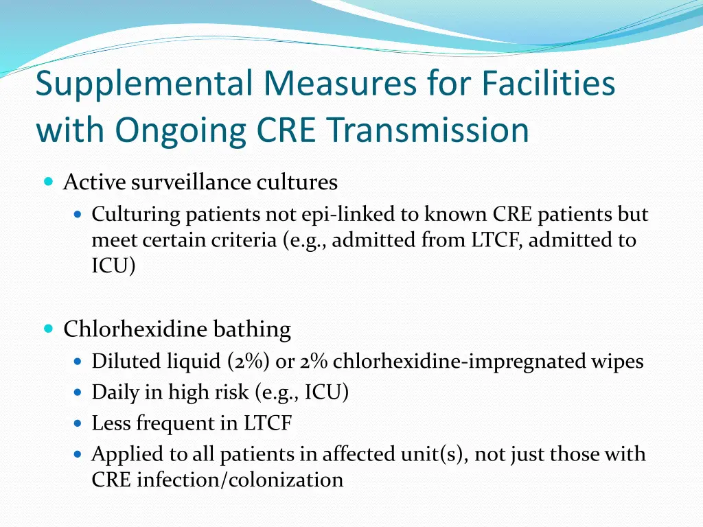 supplemental measures for facilities with ongoing