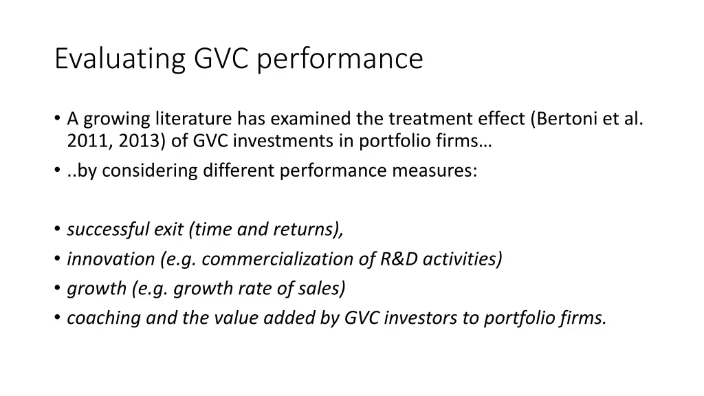 evaluating gvc performance