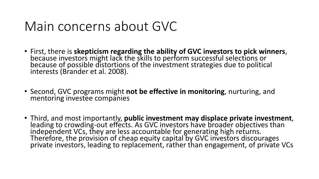 main concerns about gvc