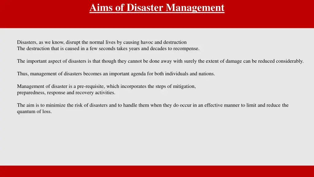 aims of disaster management