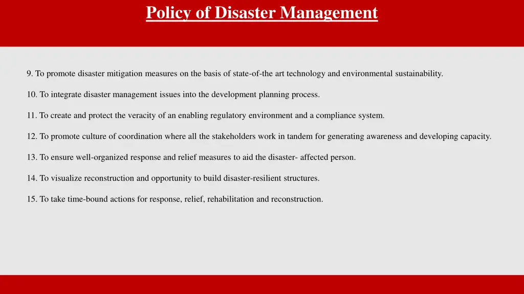 policy of disaster management 1