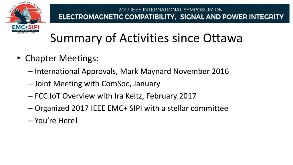 summary of activities since ottawa