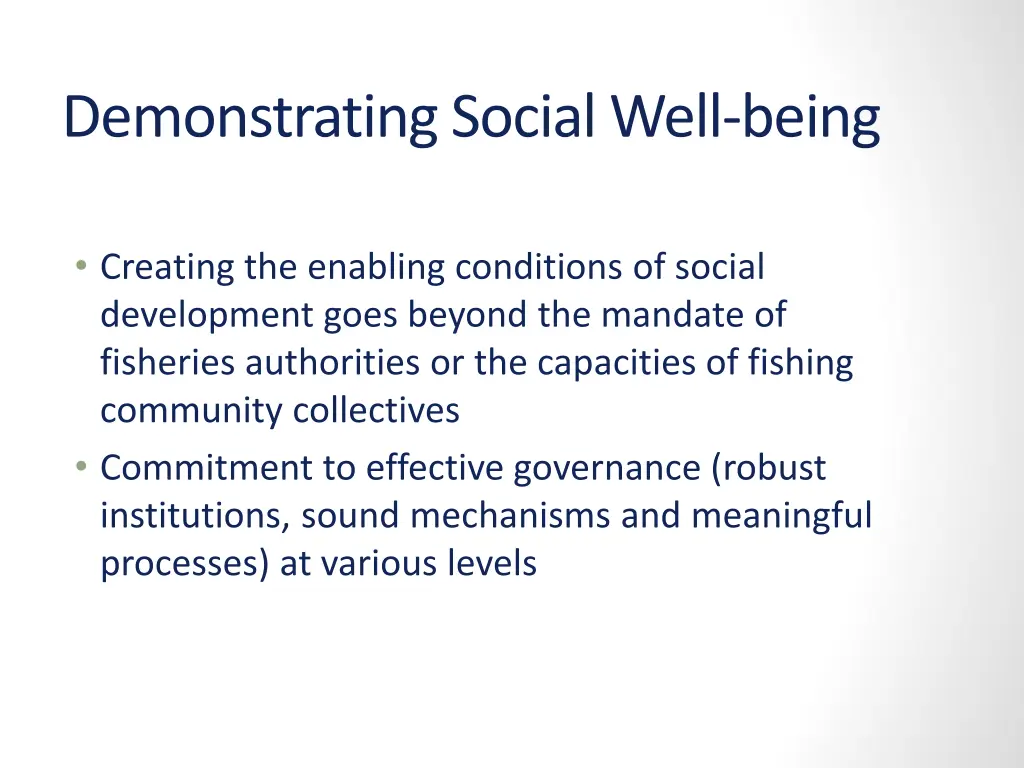demonstrating social well being