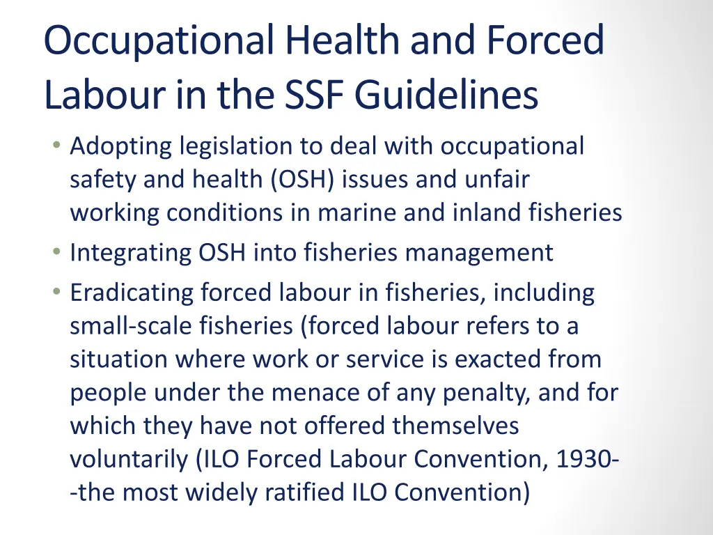 occupational health and forced labour