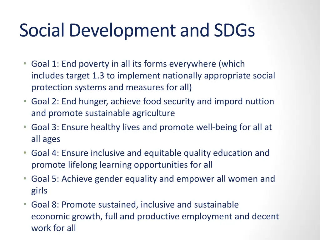 social development and sdgs