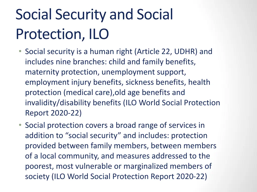 social security and social protection ilo social