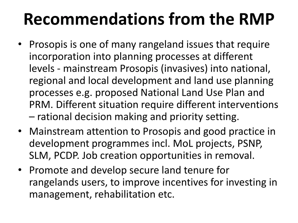 recommendations from the rmp