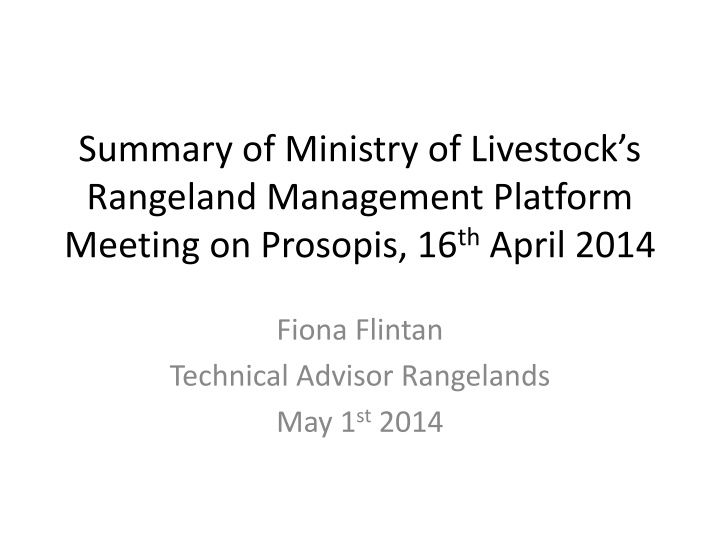 summary of ministry of livestock s rangeland