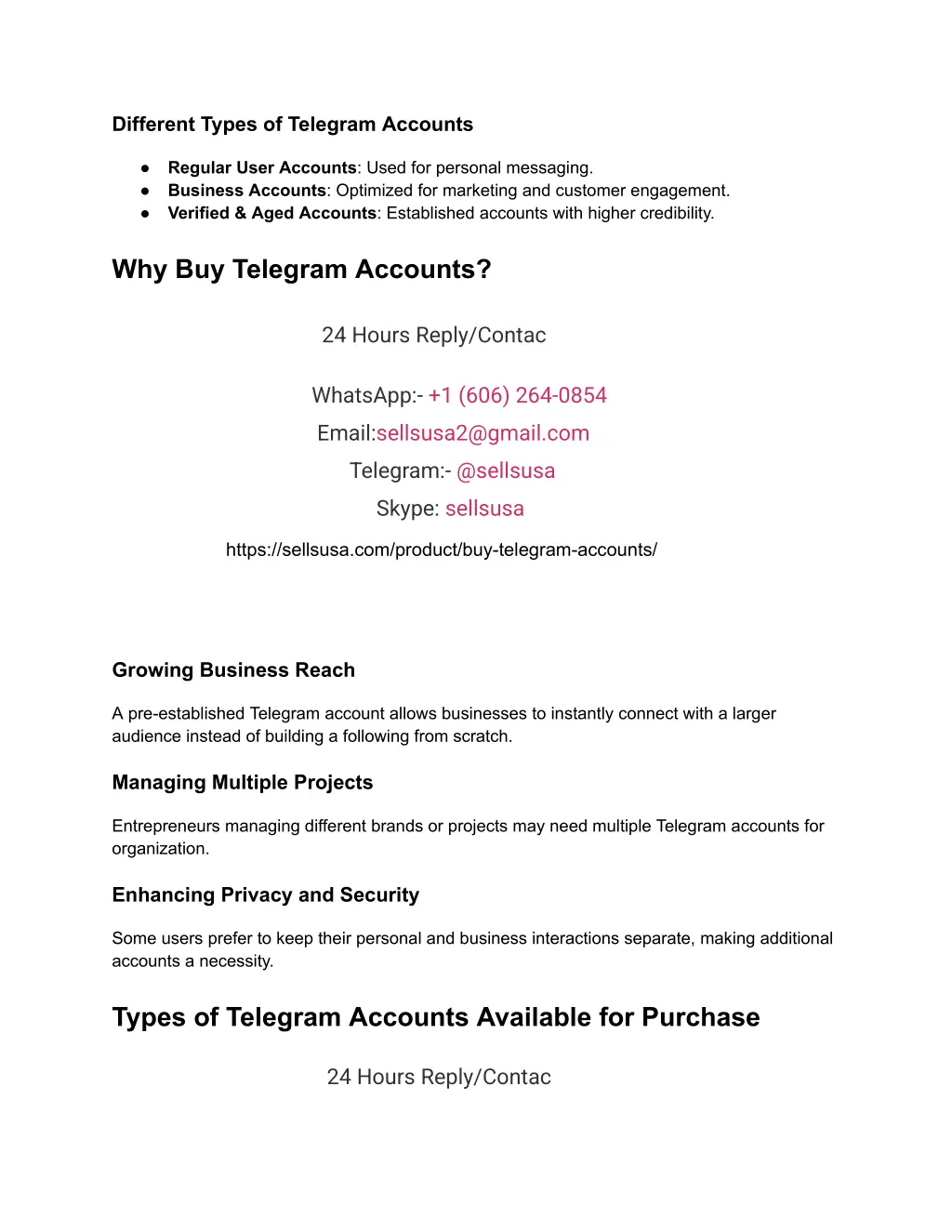 different types of telegram accounts