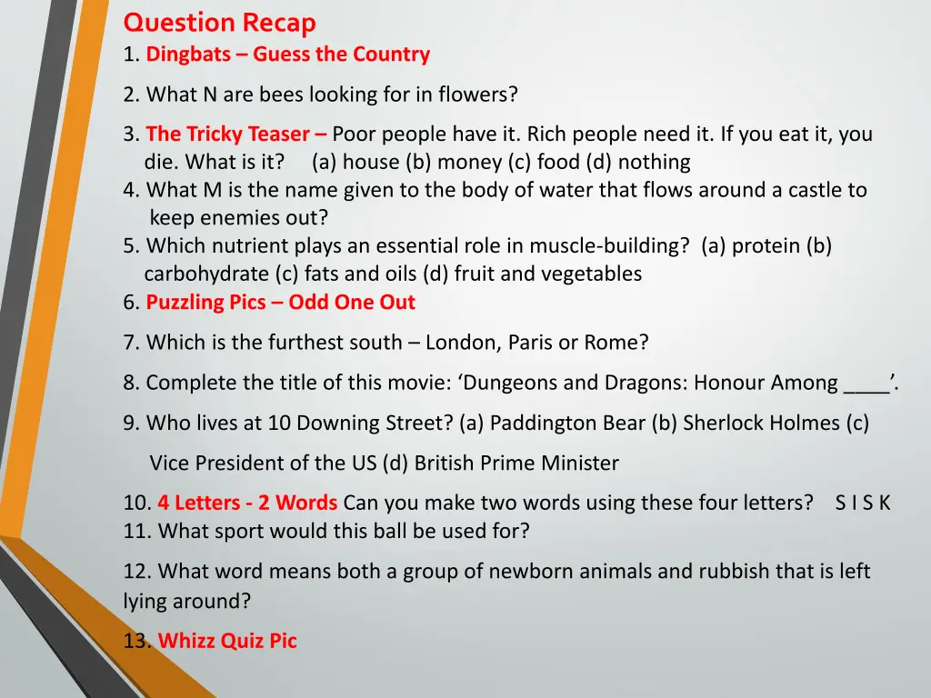 question recap 1 dingbats guess the country
