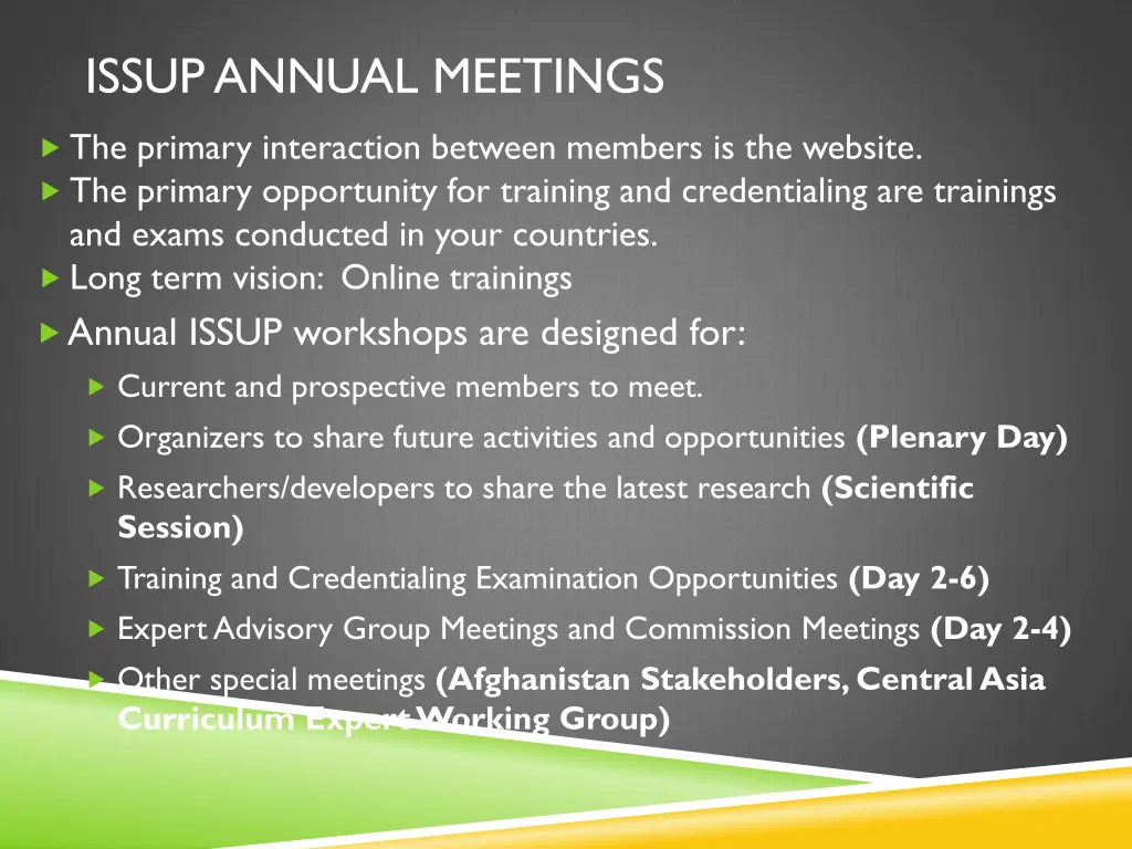 issup annual meetings
