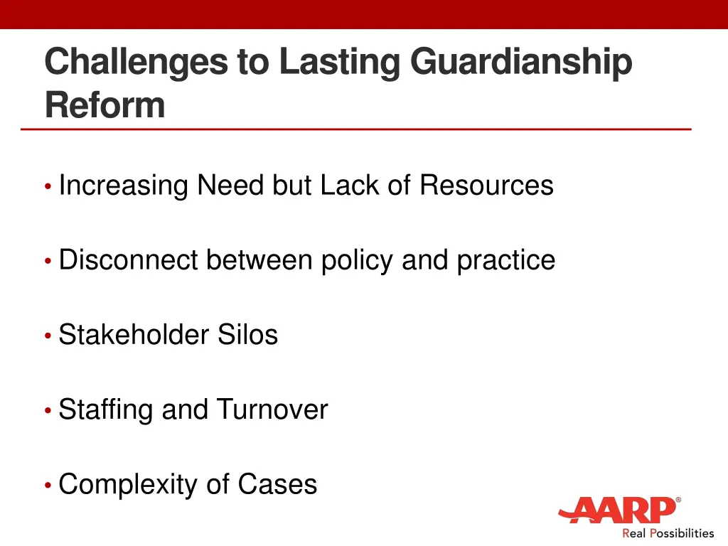 challenges to lasting guardianship reform