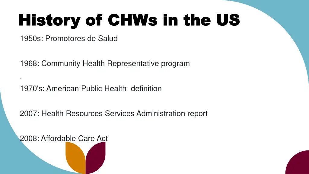 history of chws in the us history of chws