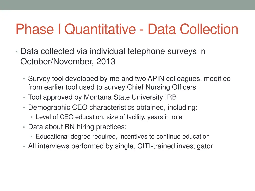 phase i quantitative data collection
