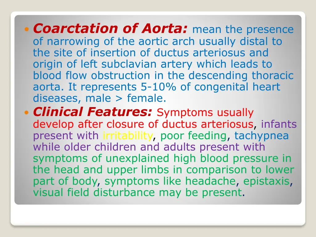 coarctation of aorta mean the presence