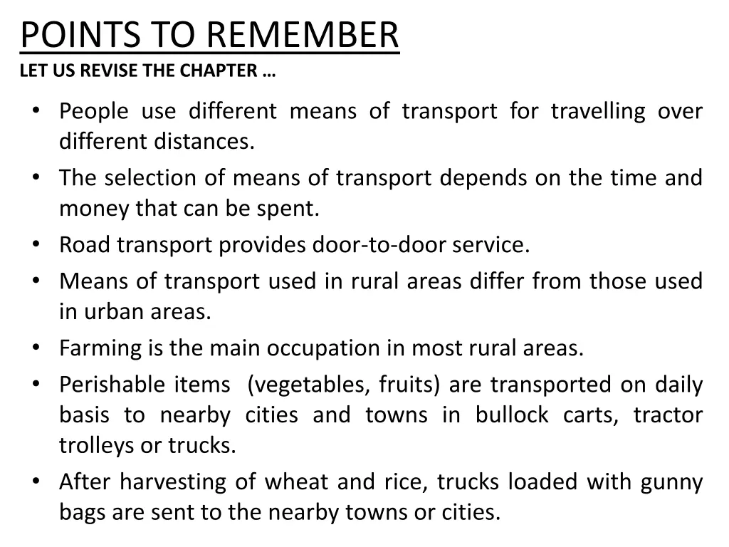 points to remember let us revise the chapter