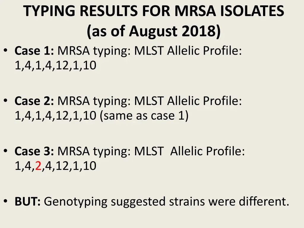 typing results for mrsa isolates as of august