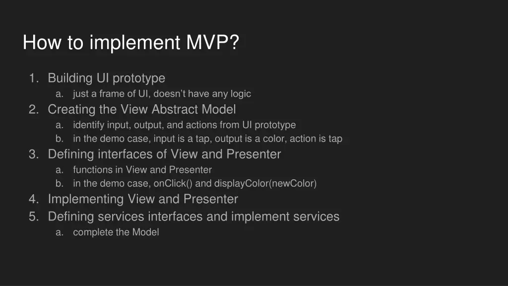 how to implement mvp