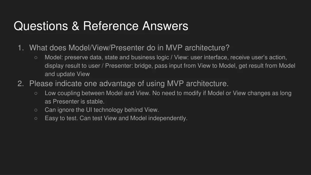 questions reference answers