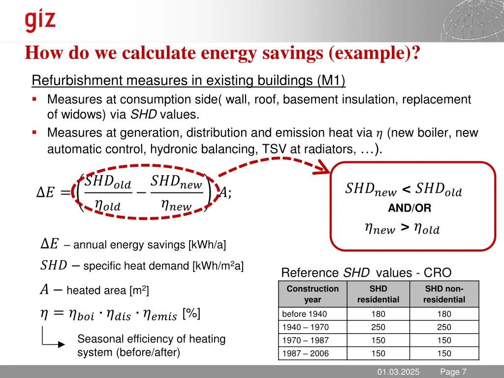 how do we calculate energy savings example