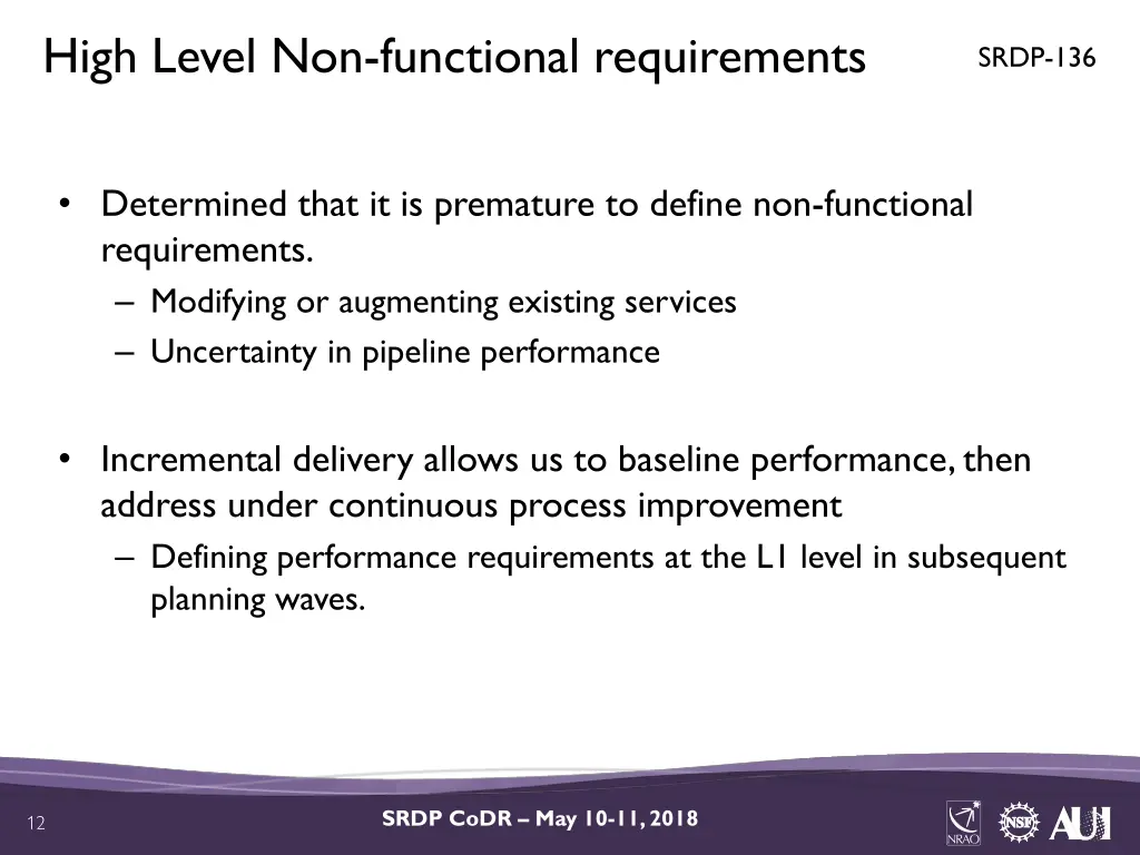 high level non functional requirements