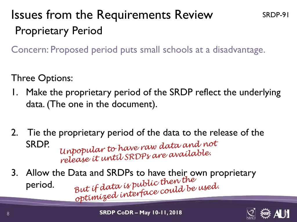 issues from the requirements review proprietary