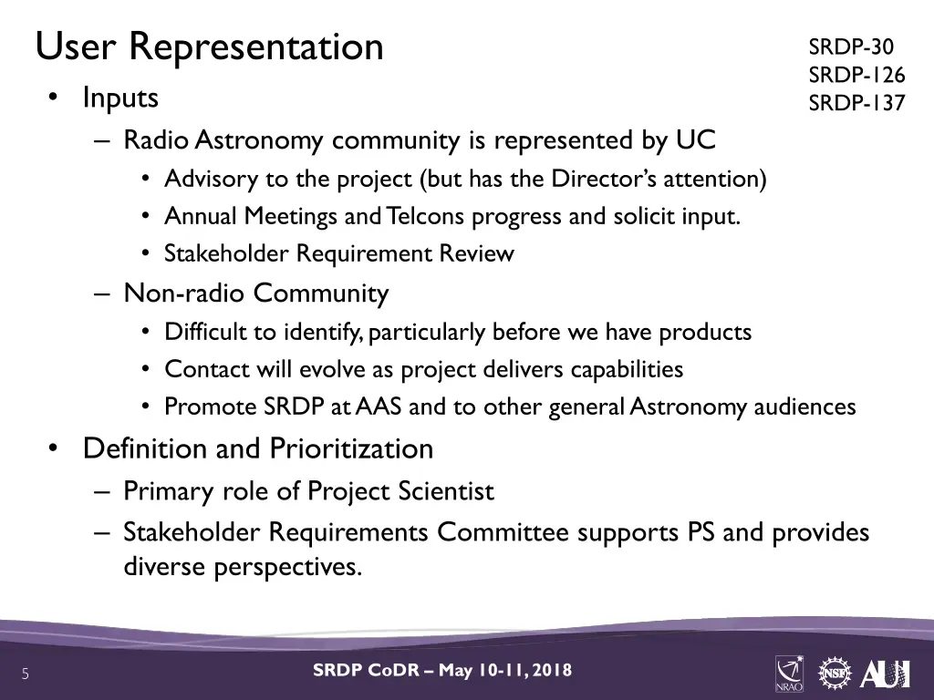 user representation inputs radio astronomy
