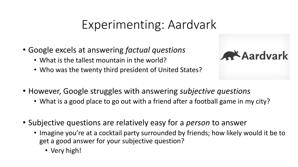 experimenting aardvark