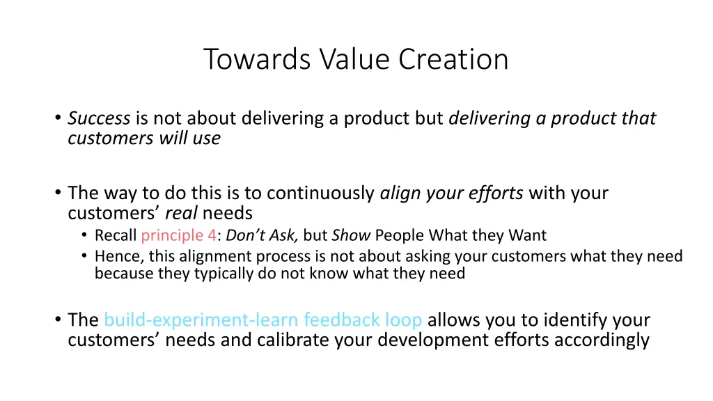 towards value creation