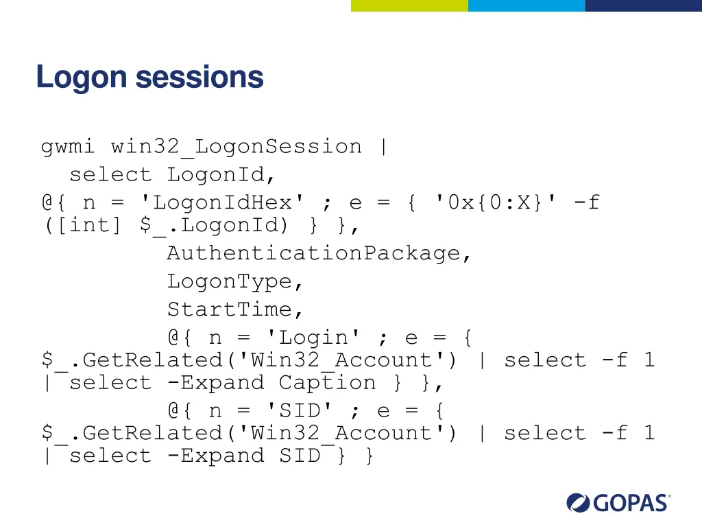 logon sessions