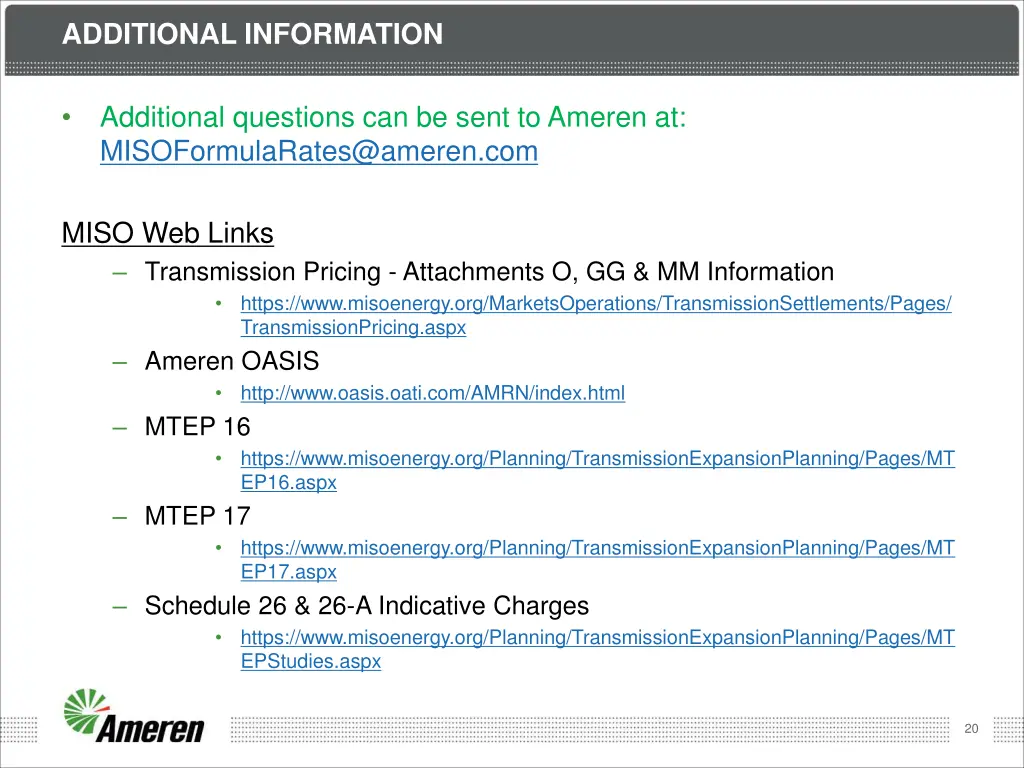additional information