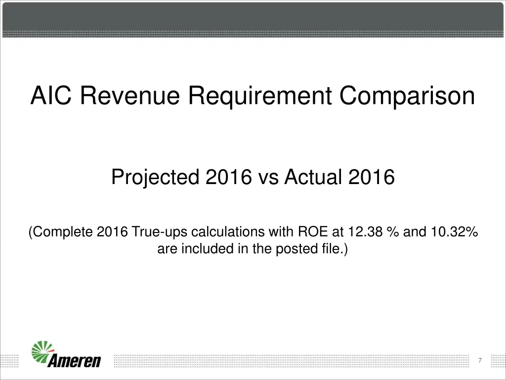 aic revenue requirement comparison