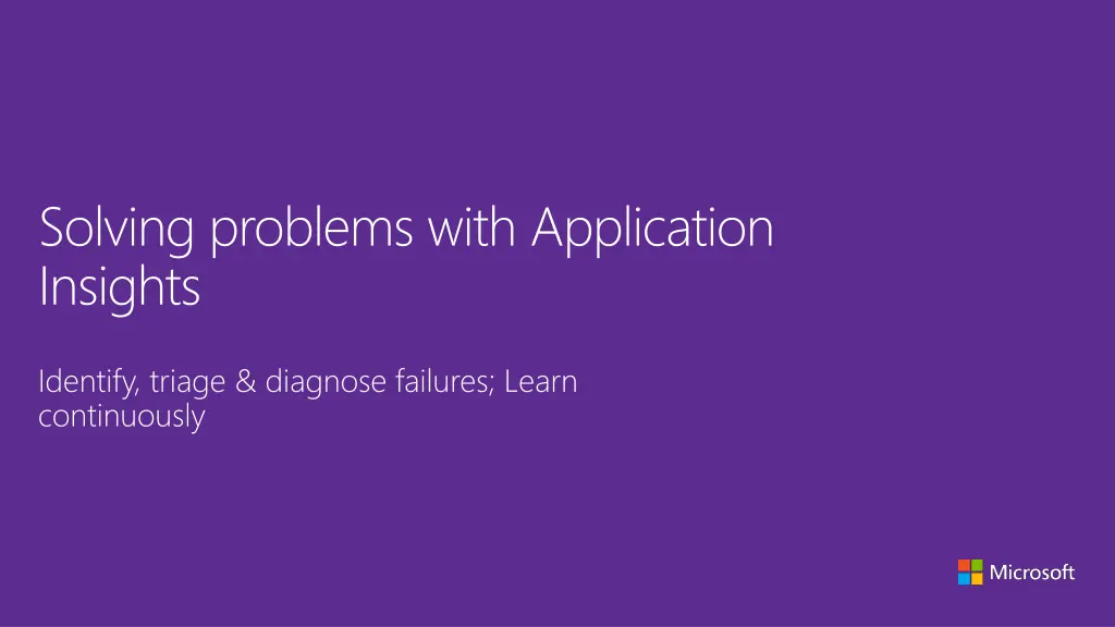 solving problems with application insights