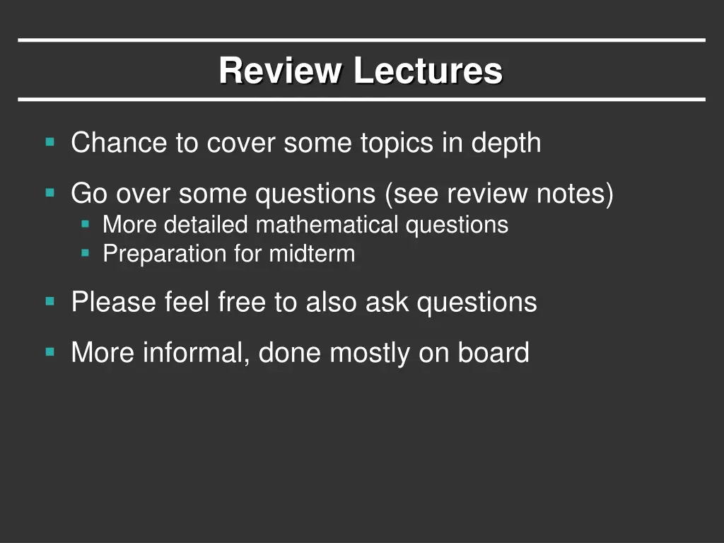 review lectures